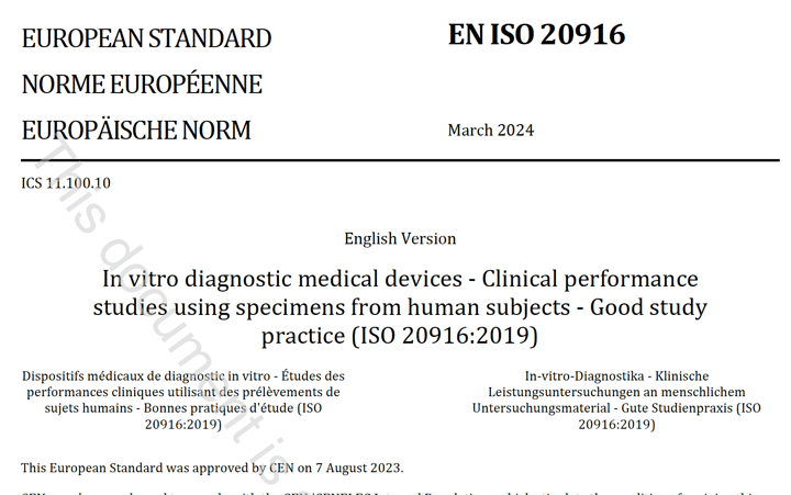 Nueva edición de la norma EN ISO 20196:2024 productos sanitarios ivd. Estudios del funcionamiento clínico con muestras de seres humanos - Buenas practicas de estudio